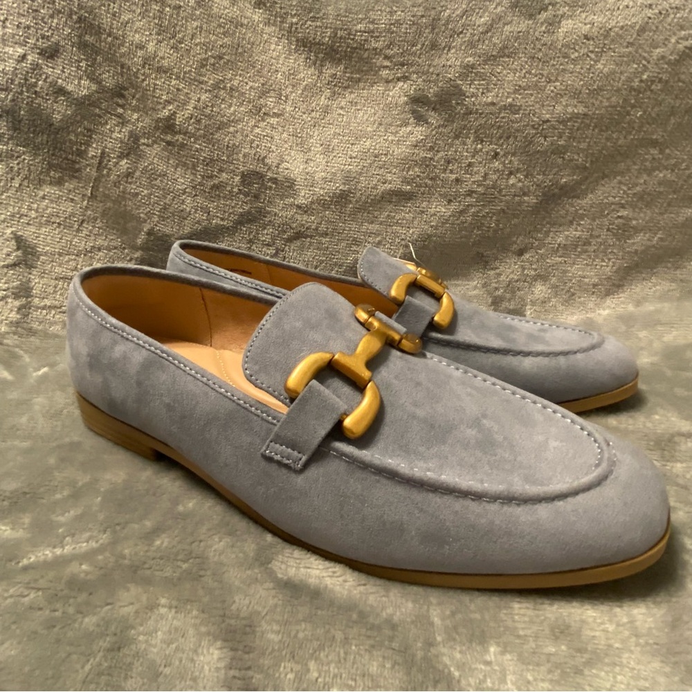 Time And Tru Shoes Women’s Size 11 Slip On Buckle Accent Blue Loafers New